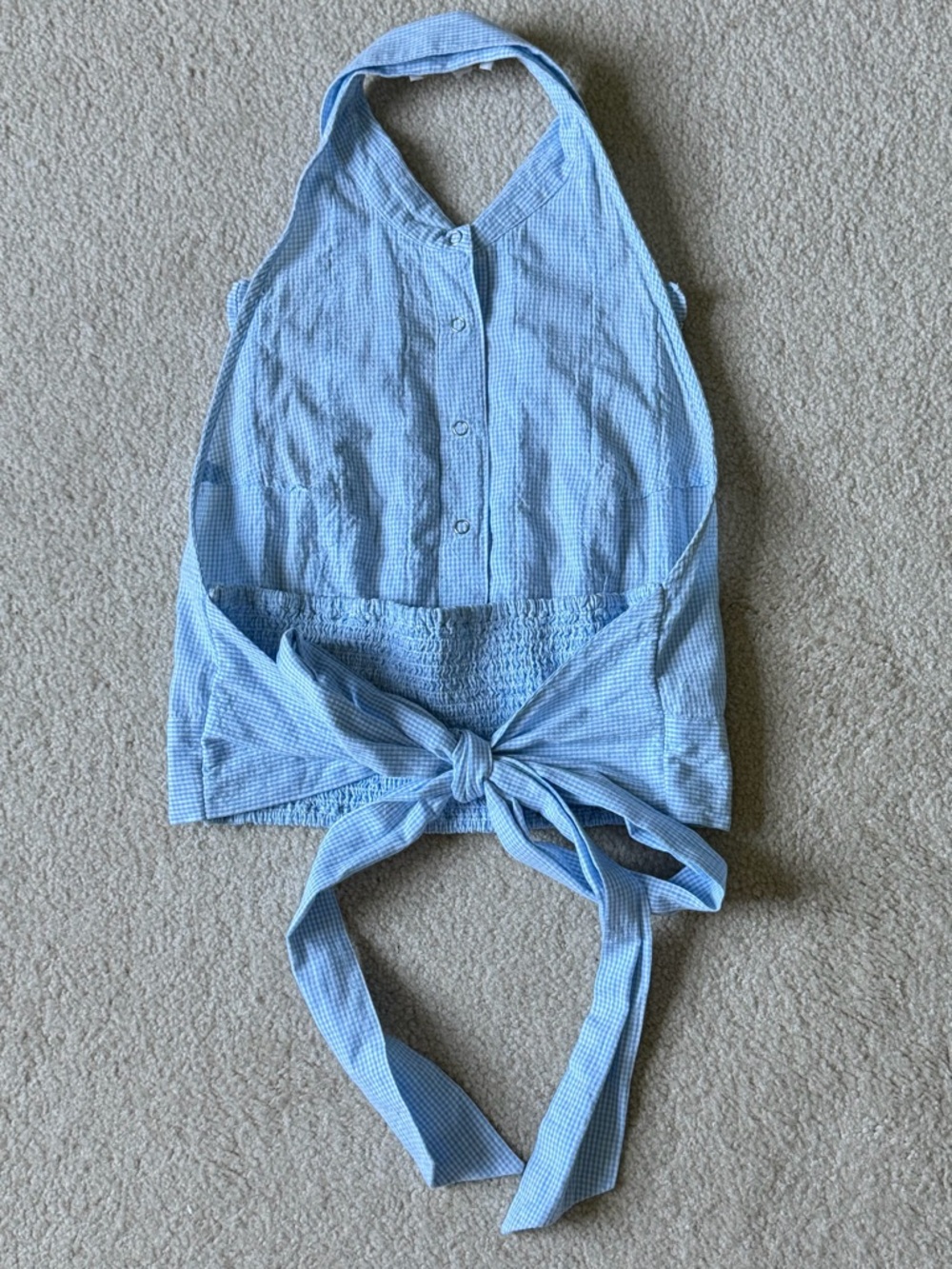 Love The Label Light Blue gingham Ruffle Halter Backless Top 39906 - Picture 6 of 16